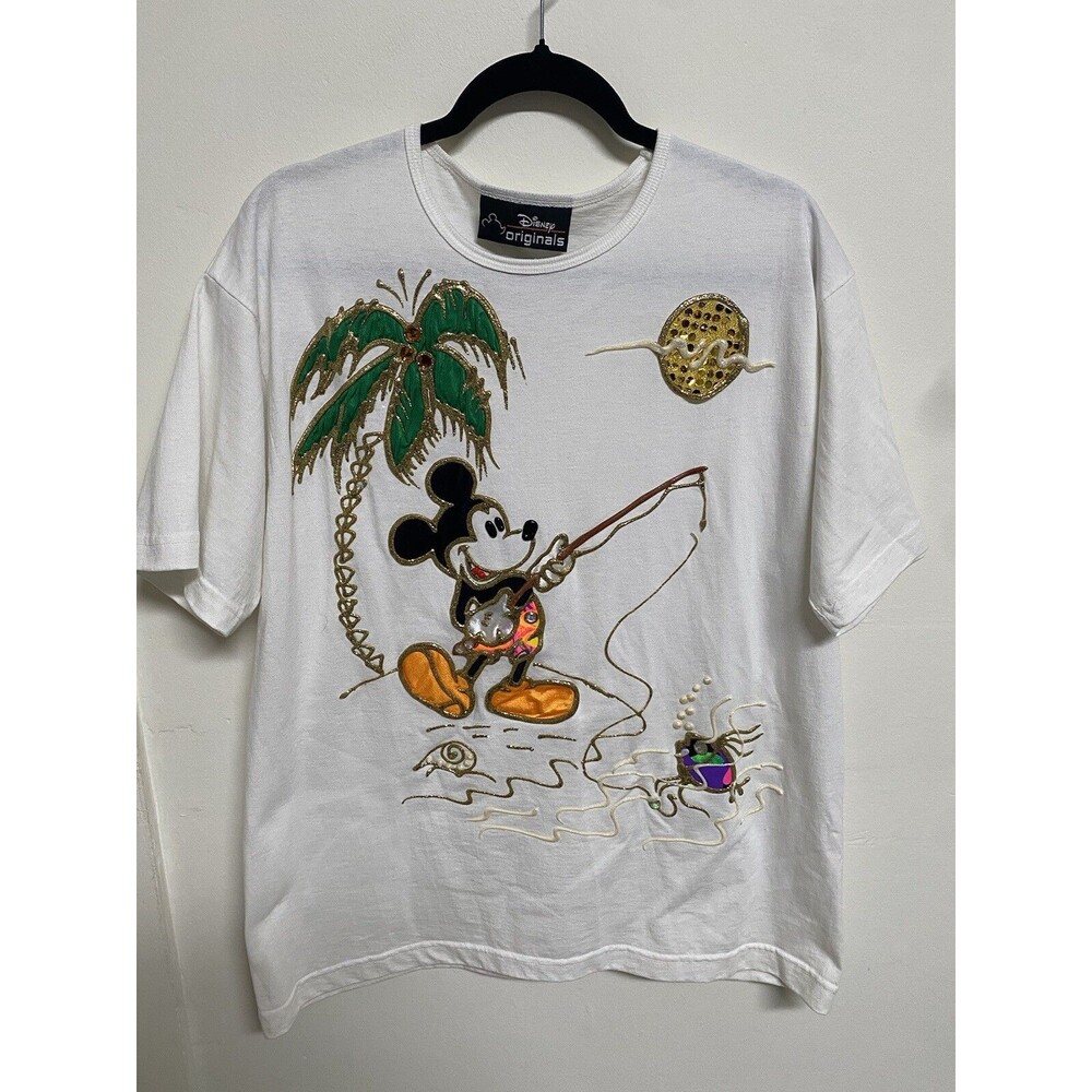 Disney Originals Mickey Mouse Hand Painted T- Shirt One Size Vintage